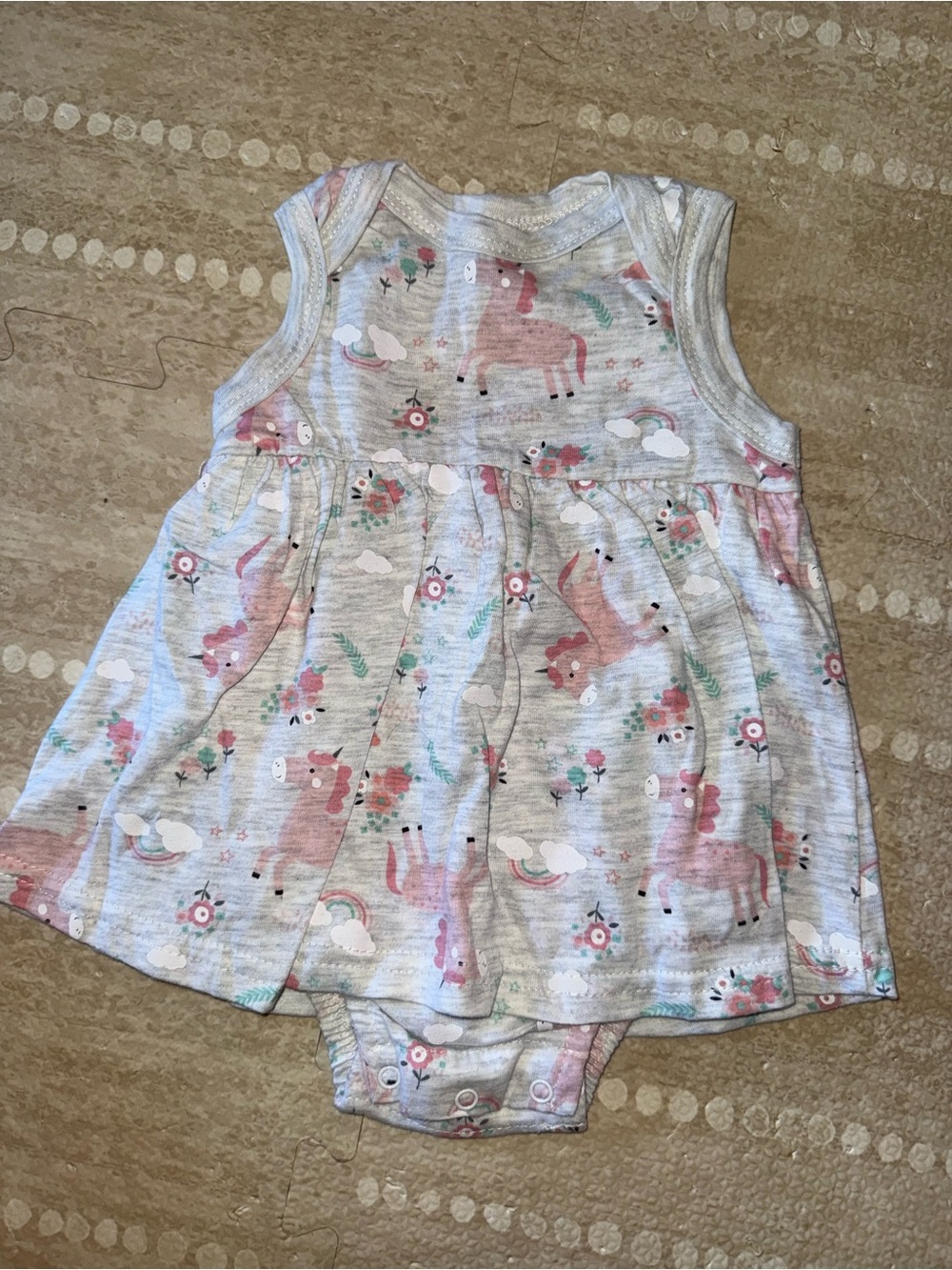 Bon Bebe Pink Unicorn Sleeveless Dress & Onesie